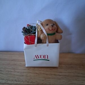 Avon Festive Plush Dog Gift Bag With Presents